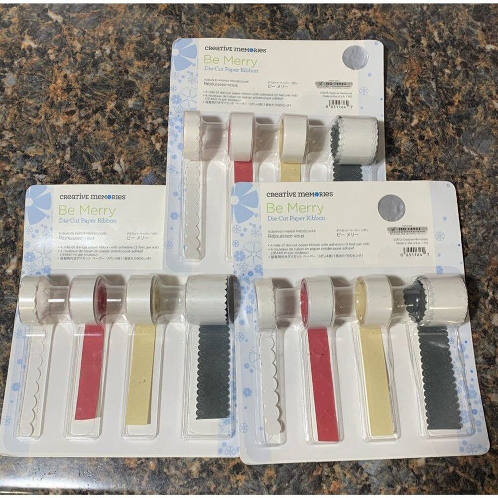 Creative Memories Be Merry Die-Cut Paper Ribbon Set of 3 NEW